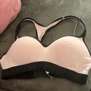 Victoria's Secret Light Pink and Black Racerback Bra